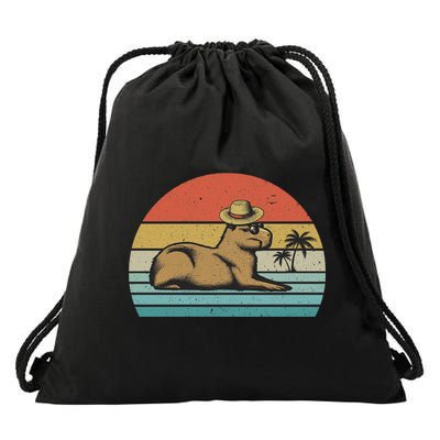 Vintage Capybara Retro Capybara Drawstring Bag