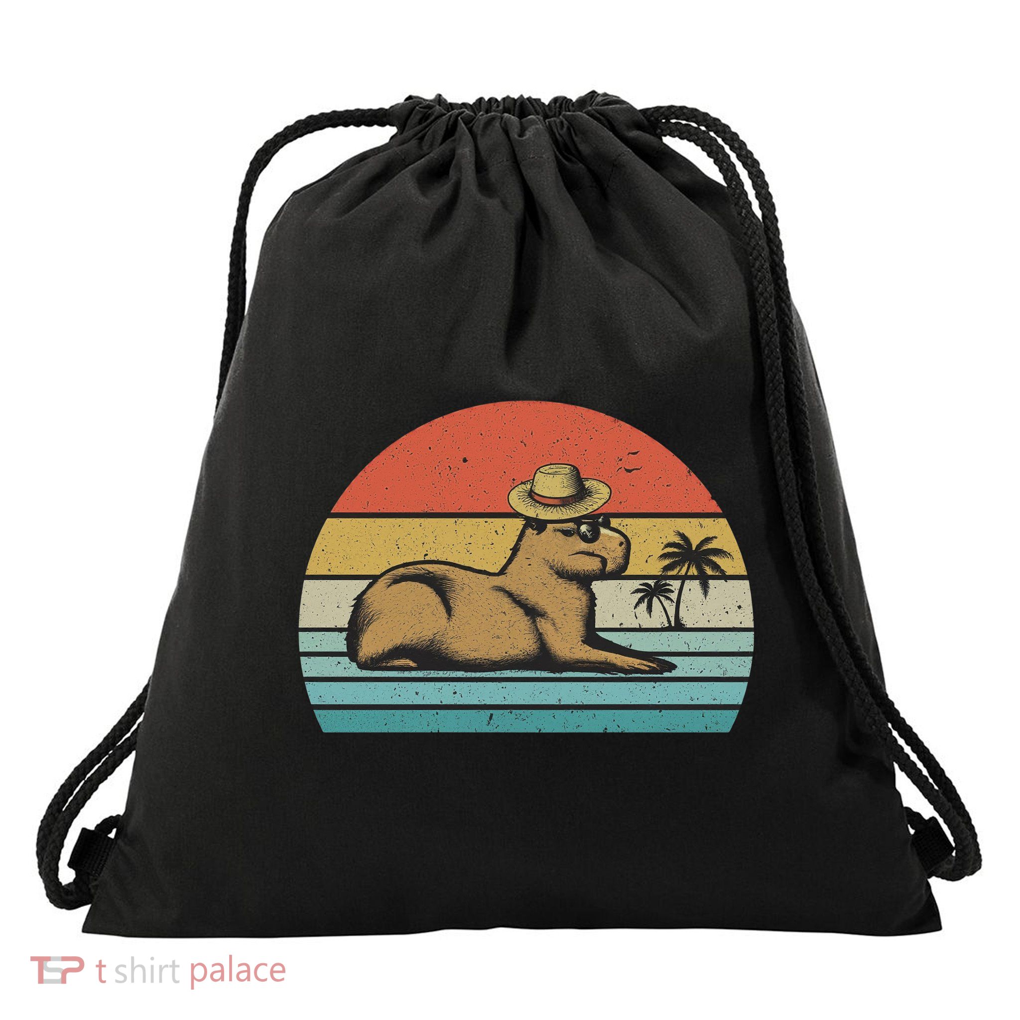 Vintage Capybara Retro Capybara Drawstring Bag