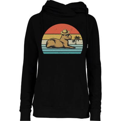Vintage Capybara Retro Capybara Womens Funnel Neck Pullover Hood