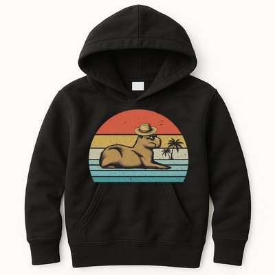 Vintage Capybara Retro Capybara Kids Hoodie