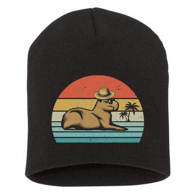 Vintage Capybara Retro Capybara Short Acrylic Beanie