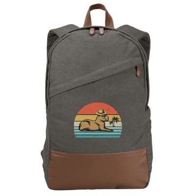 Vintage Capybara Retro Capybara Cotton Canvas Backpack