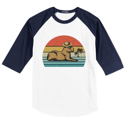 Vintage Capybara Retro Capybara Baseball Sleeve Shirt