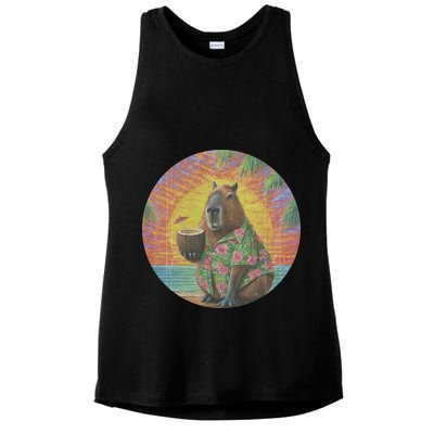 Vintage Capybara Retro Capybara Ladies PosiCharge Tri-Blend Wicking Tank