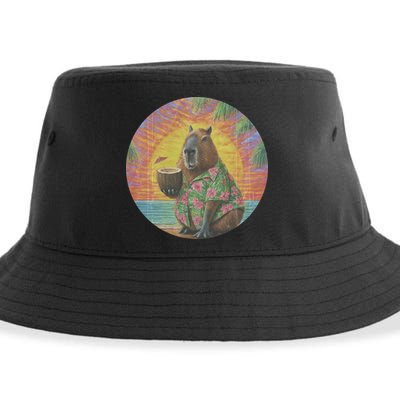 Vintage Capybara Retro Capybara Sustainable Bucket Hat