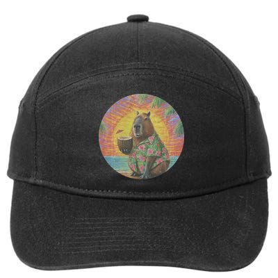 Vintage Capybara Retro Capybara 7-Panel Snapback Hat