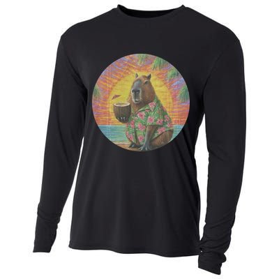Vintage Capybara Retro Capybara Cooling Performance Long Sleeve Crew