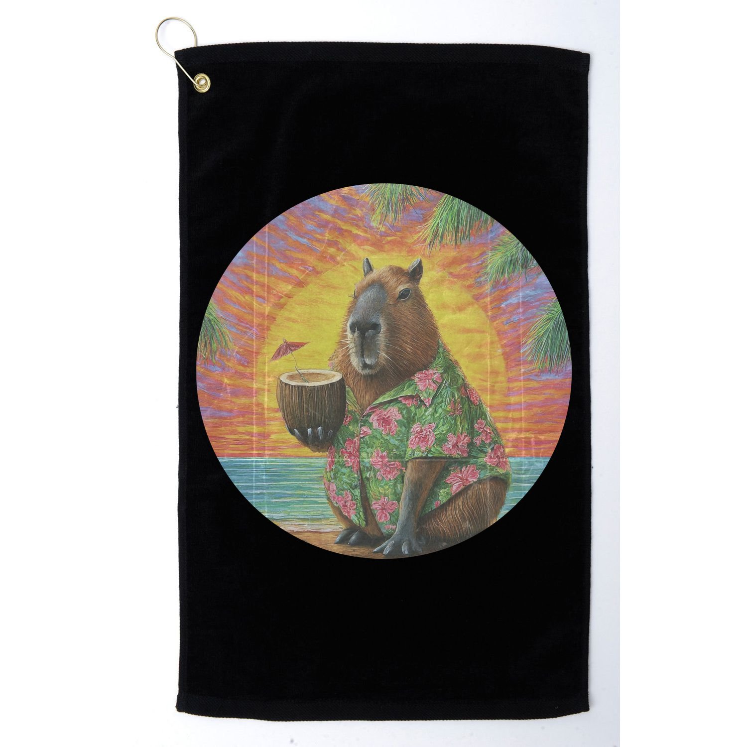 Vintage Capybara Retro Capybara Golf Towel