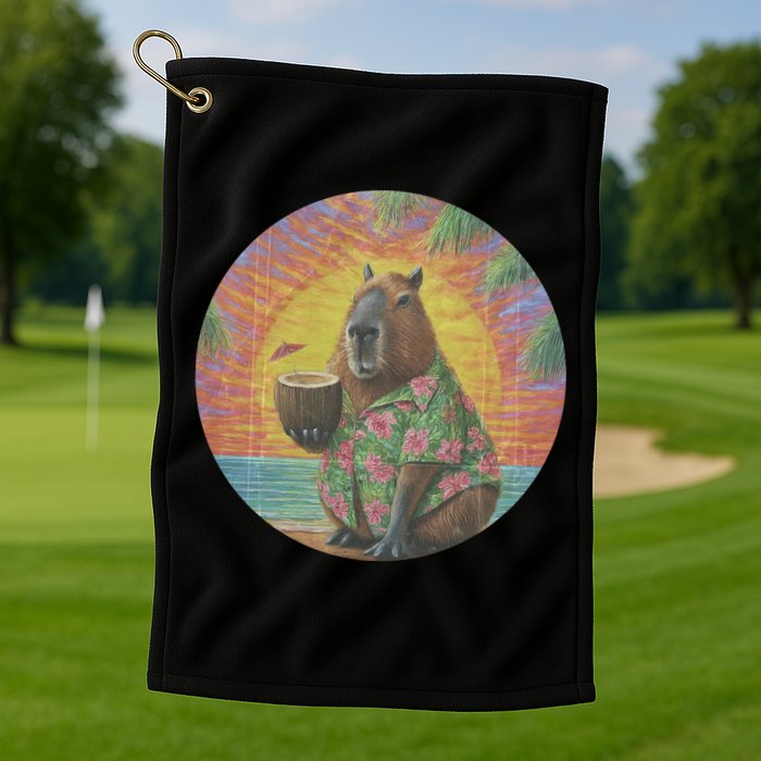 Vintage Capybara Retro Capybara Golf Towel