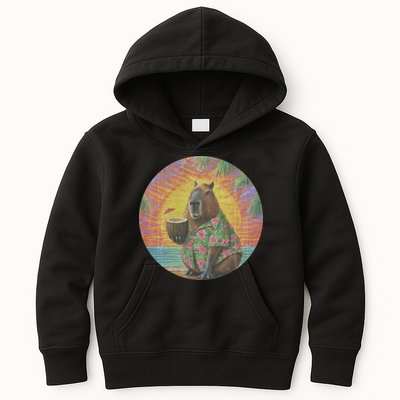 Vintage Capybara Retro Capybara Kids Hoodie