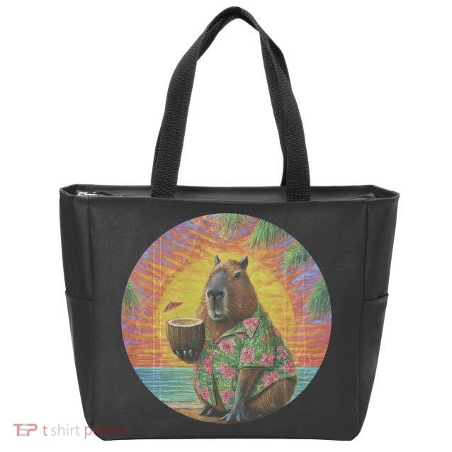 Vintage Capybara Retro Capybara Zip Tote Bag