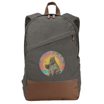 Vintage Capybara Retro Capybara Cotton Canvas Backpack