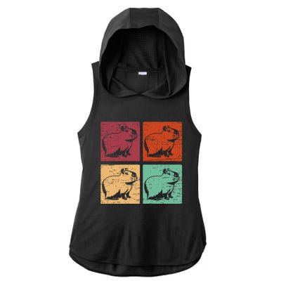 Vintage Capybara Rodent Animals Vintage Capybaras Capybara  Ladies PosiCharge Tri-Blend Wicking Draft Hoodie Tank