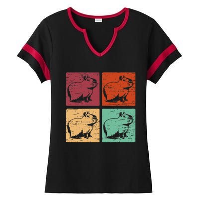 Vintage Capybara Rodent Animals Vintage Capybaras Capybara  Ladies Halftime Notch Neck Tee