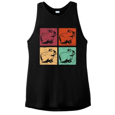 Vintage Capybara Rodent Animals Vintage Capybaras Capybara  Ladies PosiCharge Tri-Blend Wicking Tank