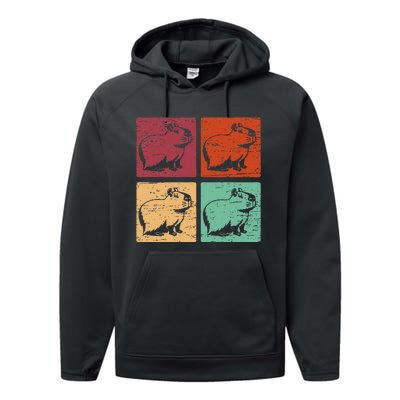 Vintage Capybara Rodent Animals Vintage Capybaras Capybara  Performance Fleece Hoodie