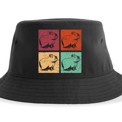 Vintage Capybara Rodent Animals Vintage Capybaras Capybara  Sustainable Bucket Hat