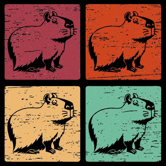 Vintage Capybara Rodent Animals Vintage Capybaras Capybara  Bucket Hat