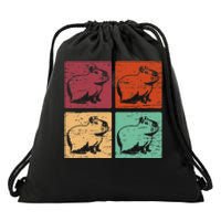 Vintage Capybara Rodent Animals Vintage Capybaras Capybara  Drawstring Bag