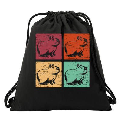 Vintage Capybara Rodent Animals Vintage Capybaras Capybara  Drawstring Bag