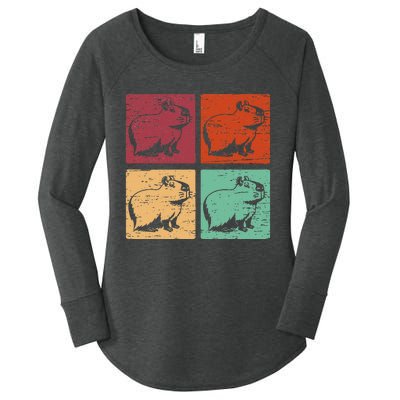 Vintage Capybara Rodent Animals Vintage Capybaras Capybara  Women's Perfect Tri Tunic Long Sleeve Shirt