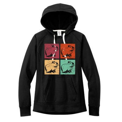 Vintage Capybara Rodent Animals Vintage Capybaras Capybara  Women's Fleece Hoodie