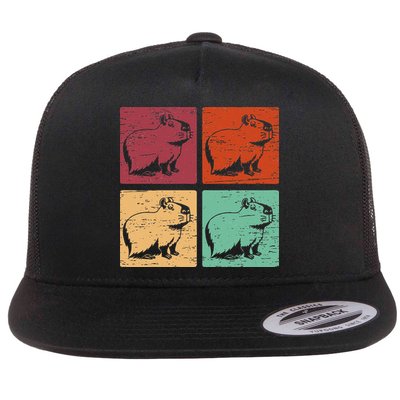 Vintage Capybara Rodent Animals Vintage Capybaras Capybara  Flatbill Hat