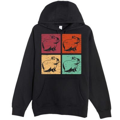 Vintage Capybara Rodent Animals Vintage Capybaras Capybara  Premium Pullover Hoodie