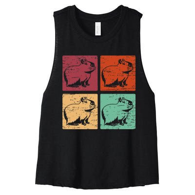 Vintage Capybara Rodent Animals Vintage Capybaras Capybara  Women's Racerback Cropped Tank