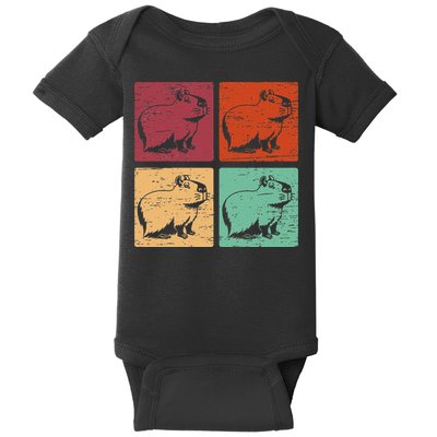 Vintage Capybara Rodent Animals Vintage Capybaras Capybara  Baby Bodysuit