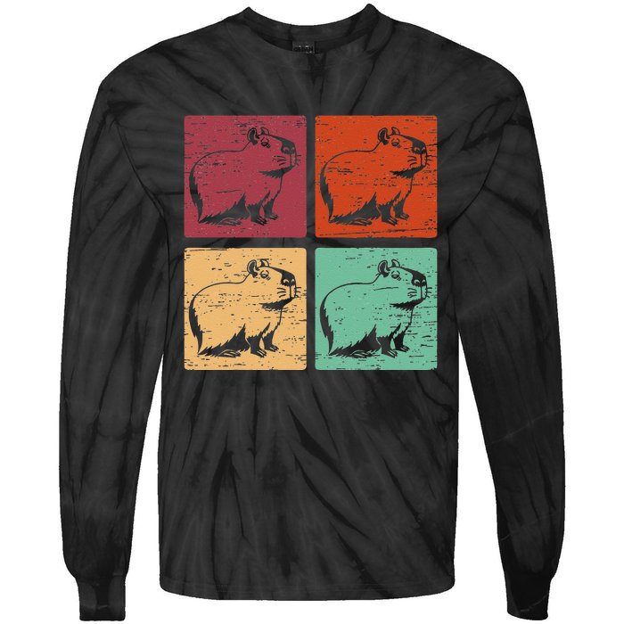 Vintage Capybara Rodent Animals Vintage Capybaras Capybara  Tie-Dye Long Sleeve Shirt