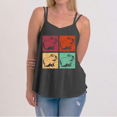 Vintage Capybara Rodent Animals Vintage Capybaras Capybara  Women's Strappy Tank