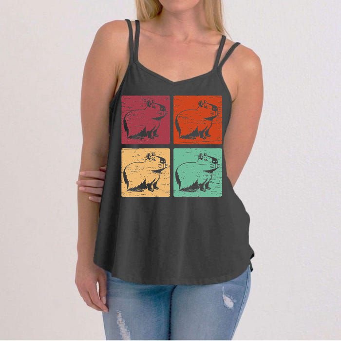 Vintage Capybara Rodent Animals Vintage Capybaras Capybara  Women's Strappy Tank