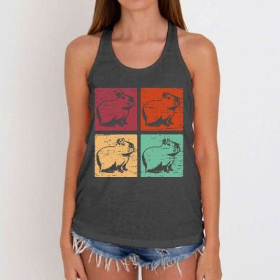 Vintage Capybara Rodent Animals Vintage Capybaras Capybara  Women's Knotted Racerback Tank