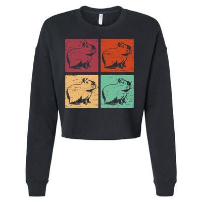 Vintage Capybara Rodent Animals Vintage Capybaras Capybara  Cropped Pullover Crew