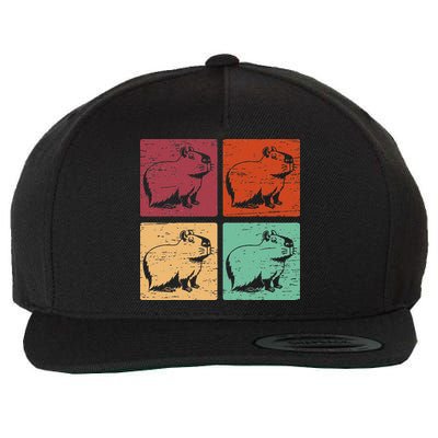 Vintage Capybara Rodent Animals Vintage Capybaras Capybara  Wool Snapback Cap