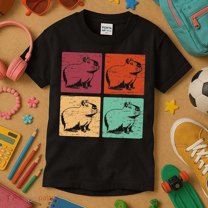 Vintage Capybara Rodent Animals Vintage Capybaras Capybara  Kids T-Shirt