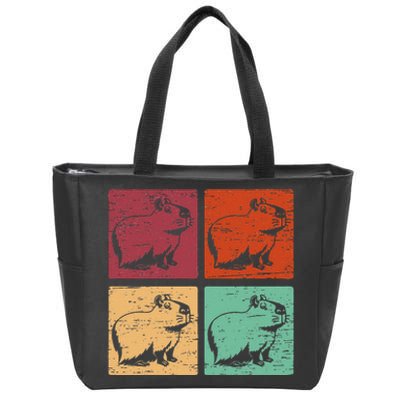 Vintage Capybara Rodent Animals Vintage Capybaras Capybara  Zip Tote Bag