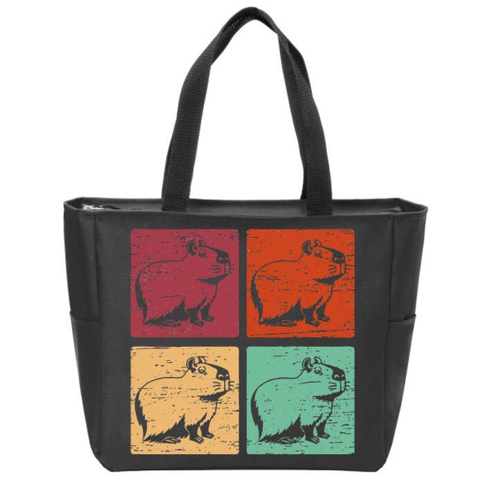 Vintage Capybara Rodent Animals Vintage Capybaras Capybara  Zip Tote Bag