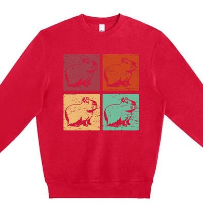 Vintage Capybara Rodent Animals Vintage Capybaras Capybara  Premium Crewneck Sweatshirt