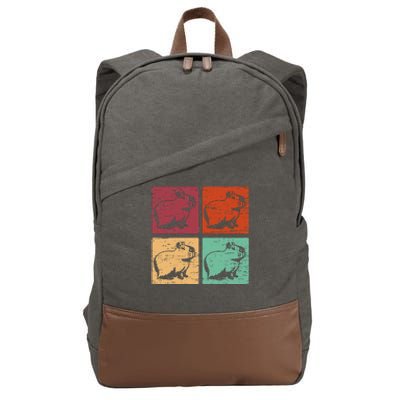 Vintage Capybara Rodent Animals Vintage Capybaras Capybara  Cotton Canvas Backpack