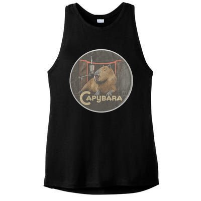 Vintage Capybara Retro Capybara Ladies PosiCharge Tri-Blend Wicking Tank