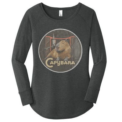 Vintage Capybara Retro Capybara Women's Perfect Tri Tunic Long Sleeve Shirt