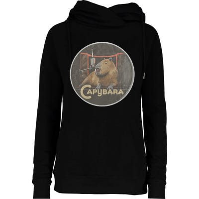 Vintage Capybara Retro Capybara Womens Funnel Neck Pullover Hood