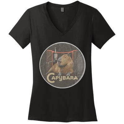 Vintage Capybara Retro Capybara Women's V-Neck T-Shirt