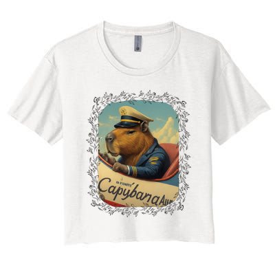 Vintage Capybara Retro Capybara Women's Crop Top Tee