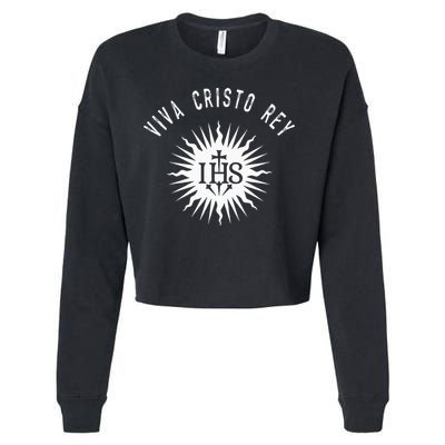 Viva Cristo Rey Roman Catholic Cristeros Cropped Pullover Crew