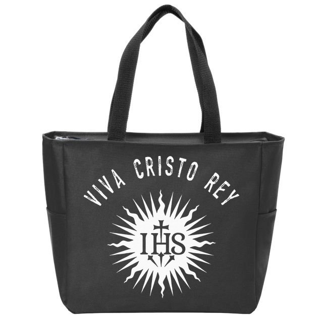 Viva Cristo Rey Roman Catholic Cristeros Zip Tote Bag