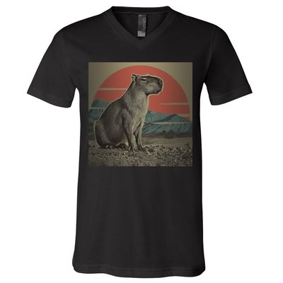Vintage Capybara Retro Capybara V-Neck T-Shirt