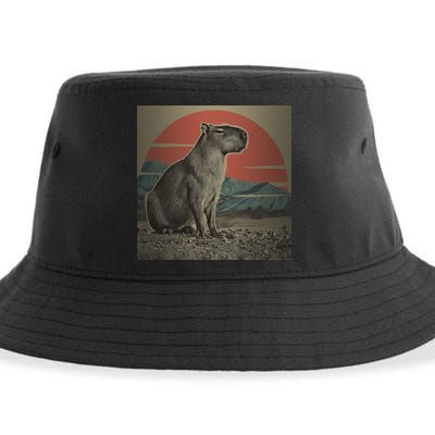 Vintage Capybara Retro Capybara Sustainable Bucket Hat